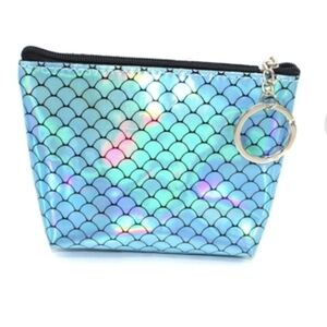 Irredescent Turqouise Blue Mermaid Scale Pouch